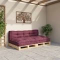 vidaXL Vankúš na paletový gauč 2 ks Látka Bordová 120 x 80 x 38 cm
