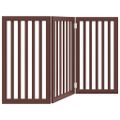 vidaXL Brána pre psa skladacia 3 panely hnedá 150 cm topoľové drevo