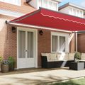 vidaXL Sklopná markíza Červená 500 × 300 cm Polyester a kov