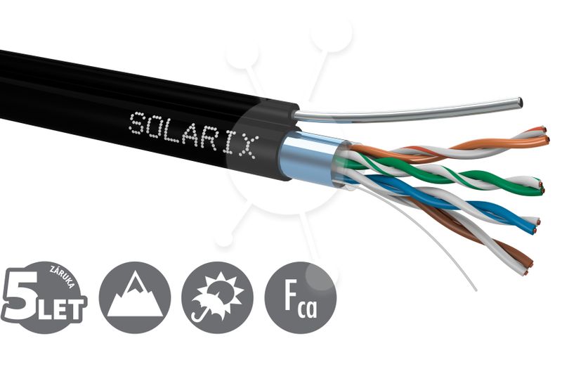 Inštalačný kábel Solarix CAT5E FTP PE Fca samonosný 305m/cievka SXKD-5E-FTP-PE-SAM