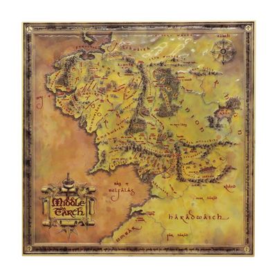 Plechová ceduľa Pán prsteňov - Mapa