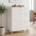 vidaXL Servírovacia skriňa Biela s vysokým leskom 66 x 34,5 x 90 cm