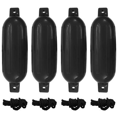 vidaXL Lodný nárazník 4 ks, čierny Ø 16x58 cm, PVC