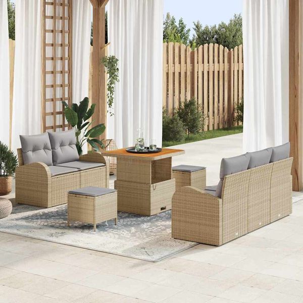 vidaXL Súprava záhradných pohoviek 8 pcs Beige a svetlo šedá
