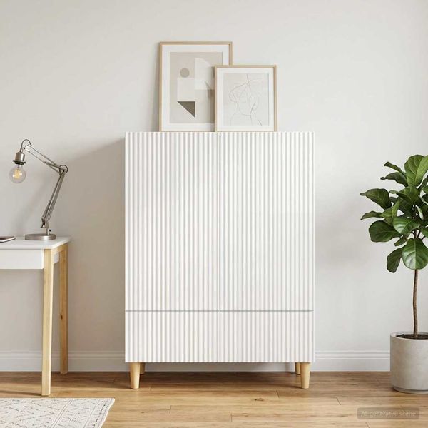 vidaXL Servírovacia skriňa Biela s vysokým leskom 66 x 34,5 x 95 cm