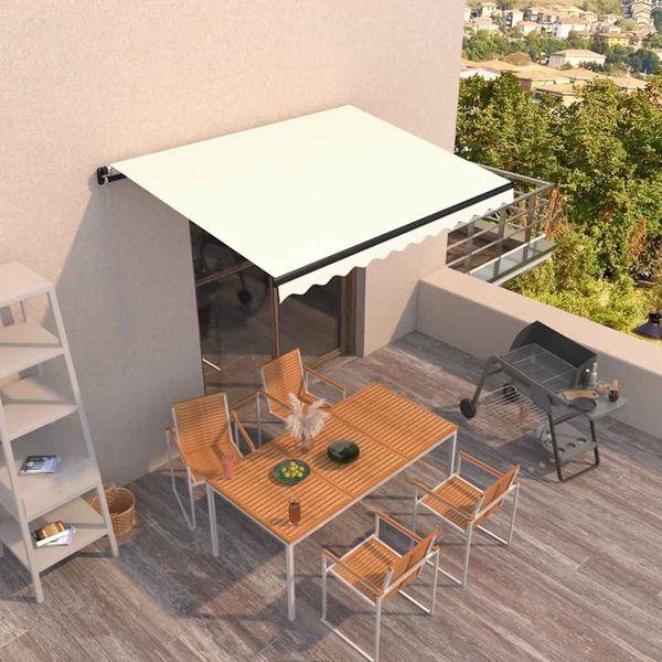 vidaXL Manuálne zaťahovacia markíza 400x300 cm krémová