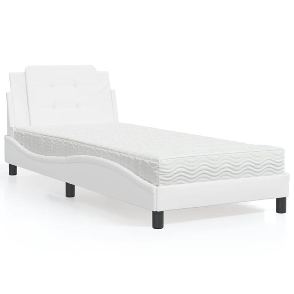 vidaXL Rám postele bez matraca Zadar biela 90x190 cm umelá koža