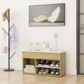 vidaXL Lavica na topánky biela a dub sonoma 80x30x45 cm drevotrieska