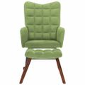 Hojdacie kreslo vidaXL so stoličkou Light Green Velvet