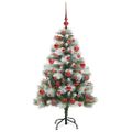 vidaXL Umelý vianočný stromček Zelená a biela 150 cm PVC, kov a plast