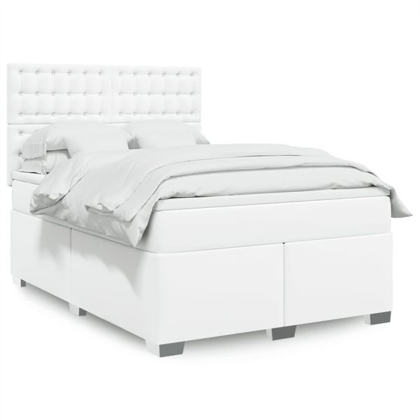 vidaXL Boxspring posteľ s matracom biela 140x200 cm umelá koža