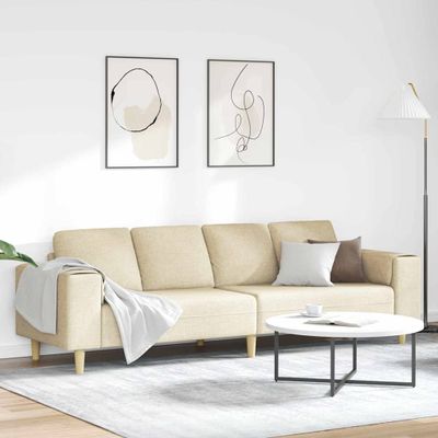 vidaXL Pohovka do obývačky Krémová 250 x 77 x 76 cm Polyester