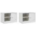 vidaXL TV skrinky 2 ks biele 67x39x44 cm oceľ