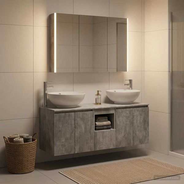 vidaXL Set kabinetov do kúpeľne 4 pcs Betónovo sivá Kompozitné drevo