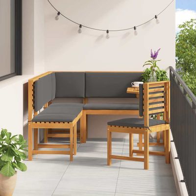 vidaXL Záhradný bistro set 6 pcs Hnedá Pevné akáciové drevo