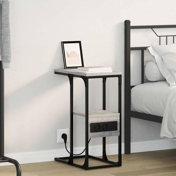 vidaXL Nočný stolík so zásuvkou Sivý dub sonoma 41.5 x 26 x 60.5 cm