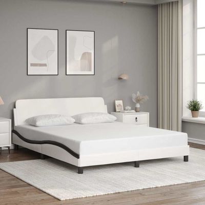 vidaXL Rám postele Dover bielo-čierny 160x200 cm umelá koža