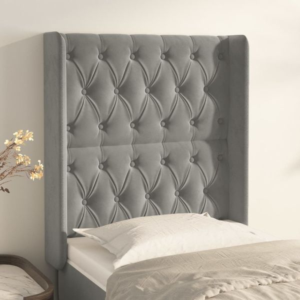 vidaXL Čelo postele so záhybmi bledosivé 83x16x118/128 cm zamat