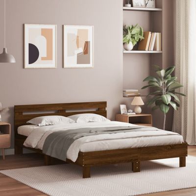 vidaXL Posteľný rám s čelom hnedý dub 140x190 cm kompozitné drevo
