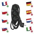 Prodlužovací kabel EMOS PC0311 / 1,5 m / 3 zásuvky / čierny / PVC / 1 mm2