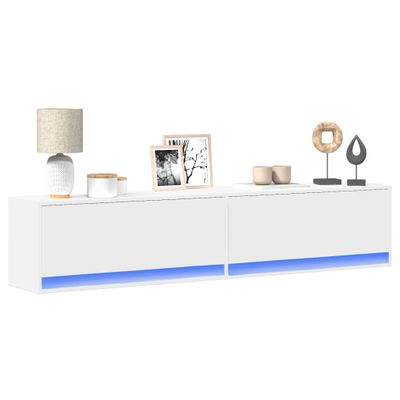 vidaXL TV nástenná skrinka s LED biela 180x31x38 cm