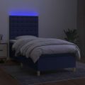 vidaXL Posteľ boxsping s matracom a LED modrá 90x190 cm látka