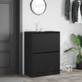 vidaXL Botník s 2 výklopnými zásuvkami čierny 80x42x108 cm