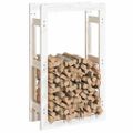 vidaXL Stojan na palivové drevo biely 60x25x100 cm masívna borovica