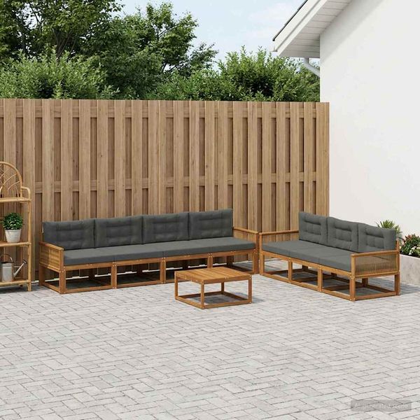 vidaXL Záhradná súprava gaučov s vankúšom 8 pcs Prírodná a antracitová