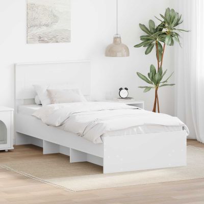 vidaXL Rám postele s čelnou doskou Biela 80 x 200 cm Kompozitné drevo