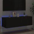 vidaXL TV nástenná skrinka s LED svetlami čierna 100x35x31 cm