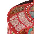 vidaXL Patchwork taburetka z bavlny okrúhla 40x20 cm červená