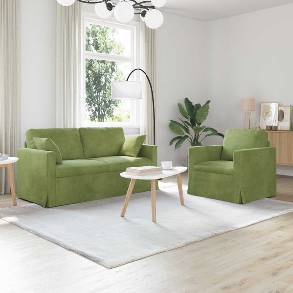 vidaXL Sada pohoviek 2 pcs Svetlo zelená 158 x 78 x 80 cm Zamat