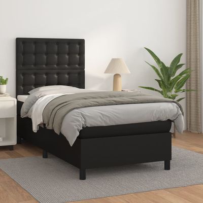 vidaXL Boxspring posteľ s matracom čierna 80x200 cm umelá koža