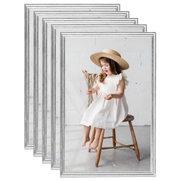 vidaXL Fotorámiky na stenu alebo stôl 5 ks strieborné 50x70 cm MDF