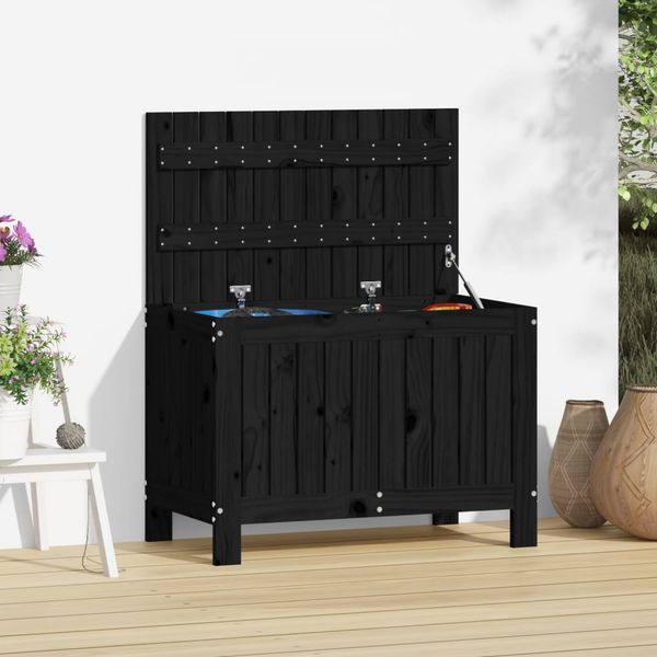 vidaXL Záhradný úložný box čierny 76x42,5x54 cm masívna borovica
