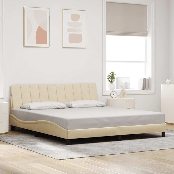 vidaXL Rám postele bez matraca Hanko krémová 180x200 cm látka
