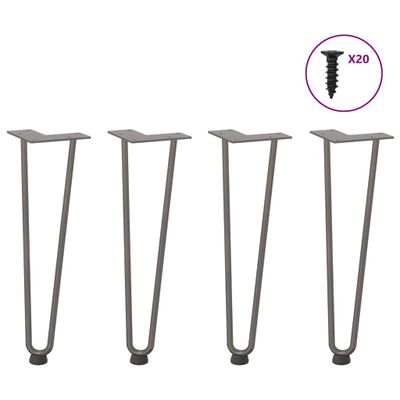 vidaXL Nohy na konferenčný stolík v tvare vlásenky, 4 ks, prírodná oceľ, 42 cm, masívna oceľ
