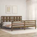 vidaXL Posteľný rám s čelom medovo-hnedý 200x200 cm masívne drevo
