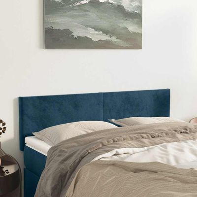 vidaXL Čelá postelí tmavomodré 144x5x78/88 cm zamatové