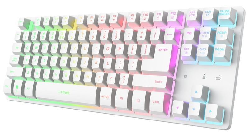 Trust GXT831 Thado TKL/Bezdrôtové USB/US/Biela