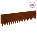 vidaXL Obrubník trávnika 10 ks 103 x 25 cm Oceľ Hrdzavý