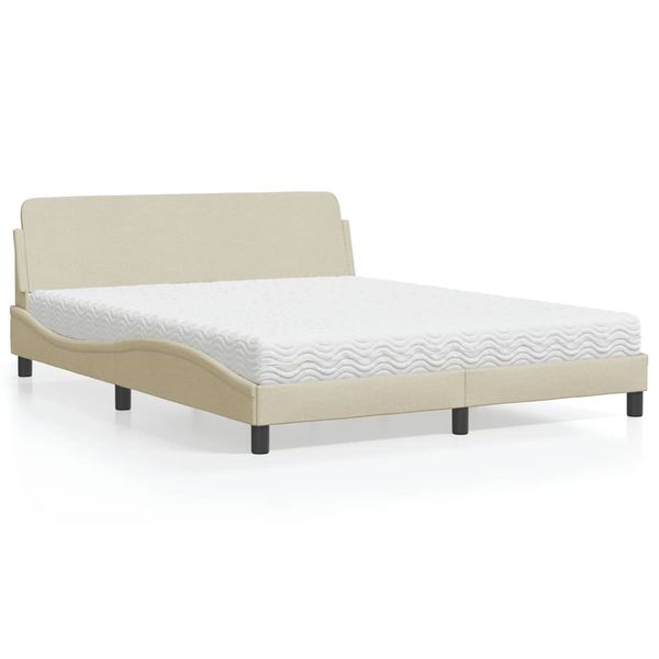 vidaXL Posteľ s matracom Dover krémová 160x200 cm látka