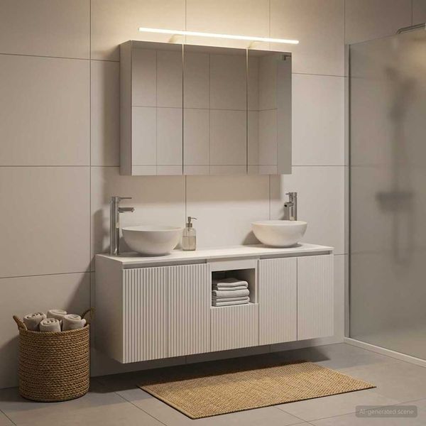 vidaXL Set kabinetov do kúpeľne 4 pcs Biela 100 x 14,5 x 70 cm