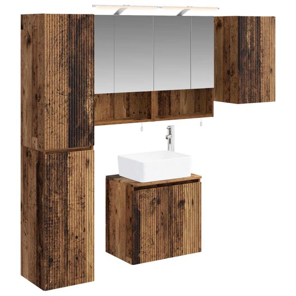 vidaXL Set kabinetov do kúpeľne 5 pcs Staré drevo 50 x 14,5 x 70 cm