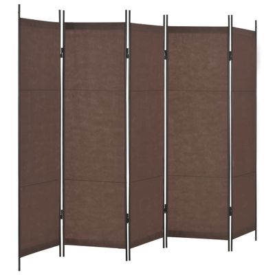 vidaXL 5-panelový paraván hnedý 250x180 cm
