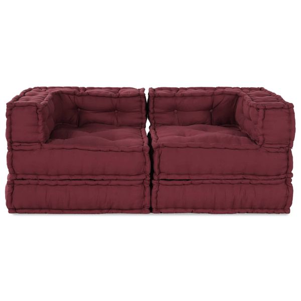 vidaXL Modulová pohovka 2 pcs Bordová 140 x 70 x 56 cm Látka