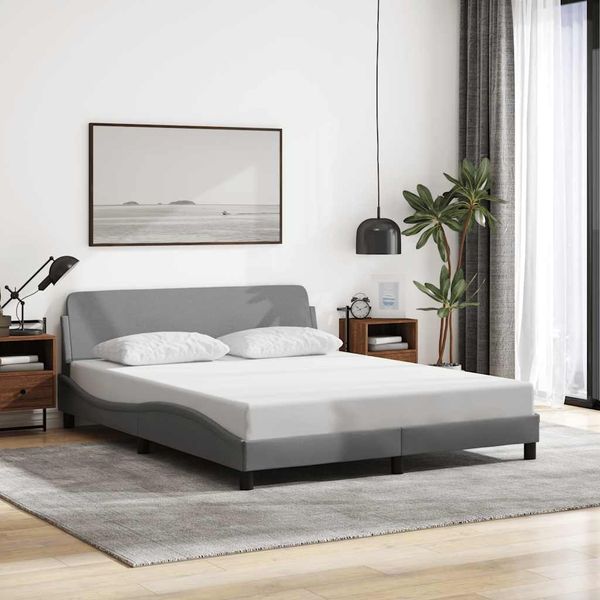 vidaXL Rám postele Dover bledosivý 152x203 cm látka