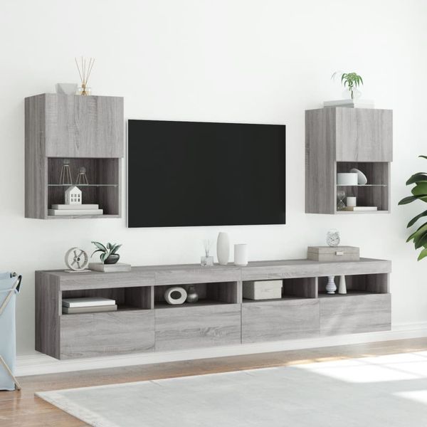 vidaXL TV skrinky s LED svetlami 2 ks sivé sonoma 40,5x30x60 cm