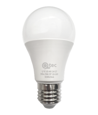 LED žiarovka Qtec 11W 990lm A60 E27 2700K
